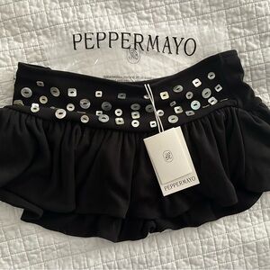 Peppermayo Black Mini Skirt with Silver Accents